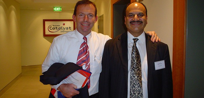Zia Qureshi with the Prime Minister of Australia, The Hon. Tony Abbot Zia Qureshi with the Prime Minister of Australia, The Hon. Tony Abbot